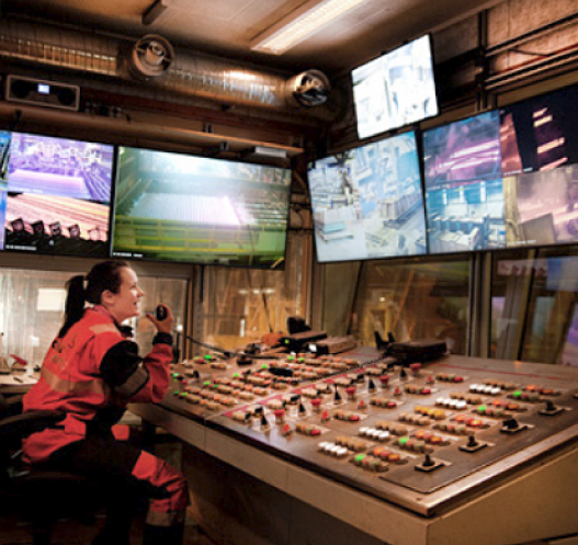 Control room, controlled by a female worker